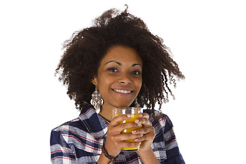 Image showing Woman with glass of orange juice