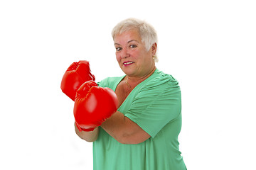 Image showing Female senior boxing