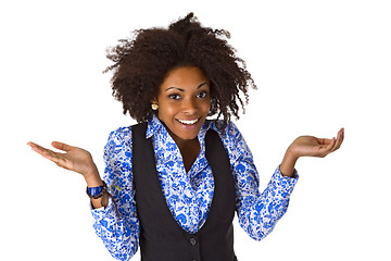 Image showing Laughing african american woman