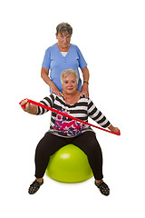 Image showing  Two female senior woman exercises