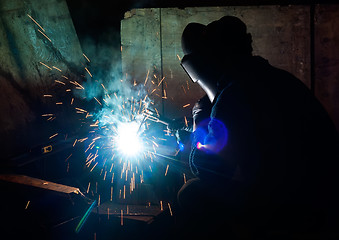 Image showing skilled working factory welder