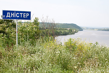 Image showing Dniester river signboard