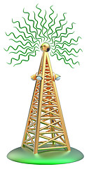 Image showing digital transmitter sends signals from high tower