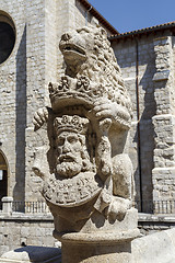 Image showing Leon decorating heraldic stone in Burgos Spain