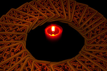 Image showing circle from cards with candle