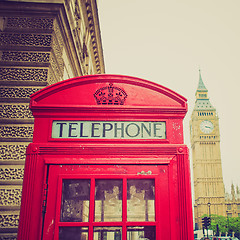 Image showing Vintage look London telephone box