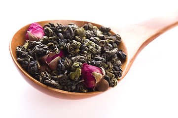 Image showing Green tea whit rose