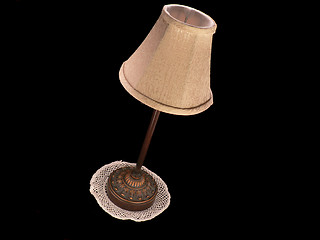 Image showing Antique Tilted Table Lamp With Doily