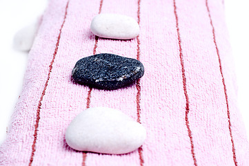 Image showing Bath accessories towel with stone