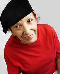 Image showing active grandmama in black cap
