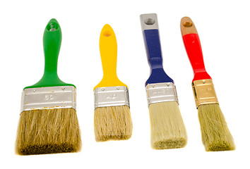 Image showing brushes colorful paint tools size isolated white 