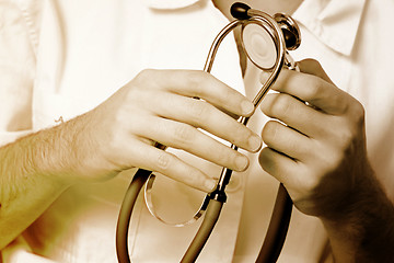 Image showing Portrait of a young doctor with stethoscope.