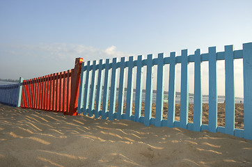 Image showing the blue and red fence