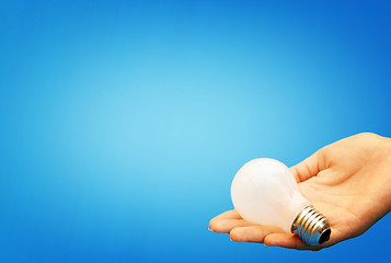 Image showing Background with lit lightbulb