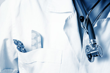 Image showing Portrait of a young doctor with stethoscope.