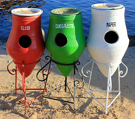 Image showing Colorful Recycle Trashcans