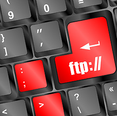 Image showing Computer keyboard with ftp key, technology background