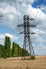 Image showing power transmission tower on field