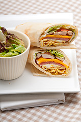 Image showing club sandwich pita bread roll