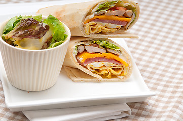 Image showing club sandwich pita bread roll