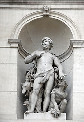 Image showing Burgtheater, Vienna, statue shows an allegory of egoism