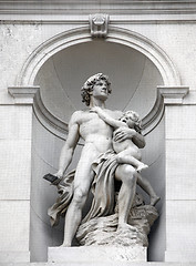 Image showing Burgtheater, Vienna, statue shows an allegory of heroism