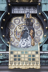 Image showing Detail of the famous Jugendstil Ankeruhr in Vienna