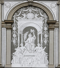 Image showing Artwork on back wall of University building in Vienna, Austria