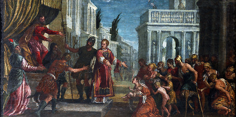 Image showing St. Lawrence leads the poor prefect of Valerian