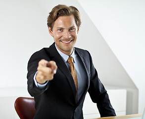 Image showing Young Businessman Pointing at the Camera