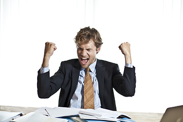 Image showing Businessman winning a deal