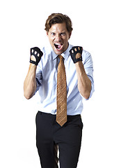 Image showing Brute businessmanready for a fight