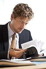 Image showing Businessman looking at papers