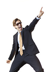 Image showing Ecstatic businessman celebrating deal