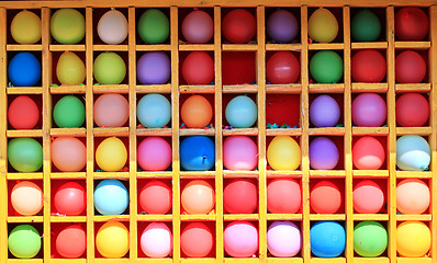 Image showing Colored balloons in square cells