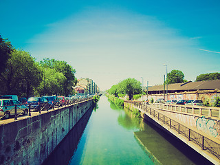 Image showing Retro look Naviglio Grande, Milan