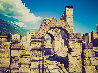 Image showing Retro look Roman Theatre Aosta