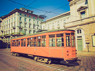 Image showing Retro look Vintage tram, Milan