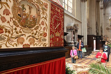 Image showing On Good Friday, people pray in front of God's tomb in the Zagreb Cathedral