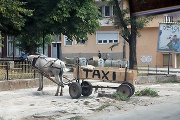 Image showing Horse-drawn taxi in Debar, Macedonia