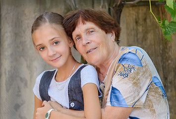 Image showing The grandmother with  granddaughter