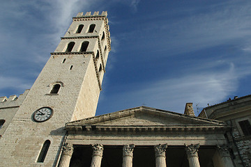 Image showing The Square of Comune (Piazza del Comune) is in the centre of Assisi.The tower of the Temple of Minerva