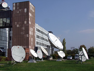 Image showing TV Station Up-link / Download Antennas - Broadcasting & Media Industry