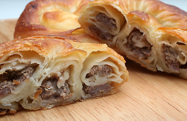 Image showing Burek (pie with meat or spinach) is traditional Balkanian meal