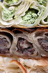 Image showing Burek (pie with meat or spinach) is traditional Balkanian meal 