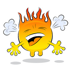 Image showing Cartoon red-hot metal droplet with fire