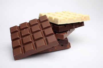 Image showing Chocolate pieces on white background