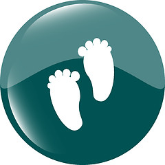 Image showing footprint green circle glossy web icon on white background