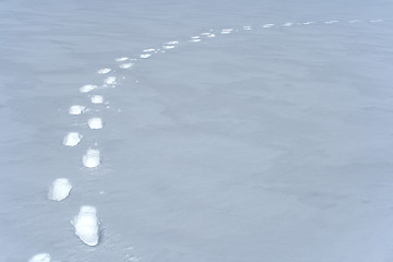 Image showing Footprints path in the snow