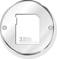 Image showing flash memory card on metal icon button